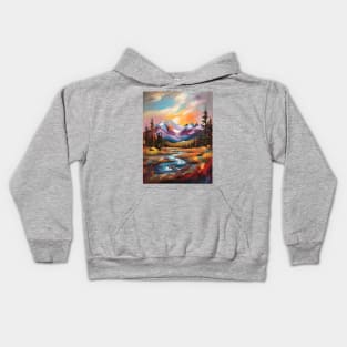 Mountains and autumn river Kids Hoodie